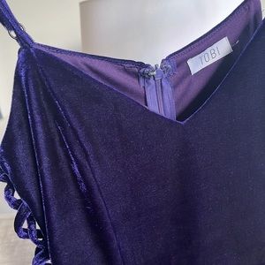 Purple Tobi velvet skater dress with side stitch cutout
